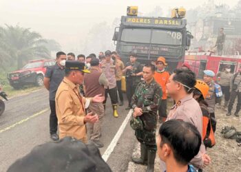 Gubernur Agustiar Cek Langsung Penanganan Karhutla di Barsel